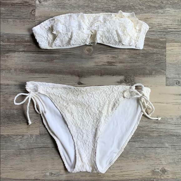 Women's Victoria’s Secret Lace Strapless Bikini Swimsuit Small Large - Picture 1 of 15